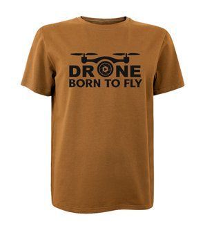 Футболка унисекс койот с коротким рукавом с принтом Drone born to Fly шелкография р. XL 000054113 фото
