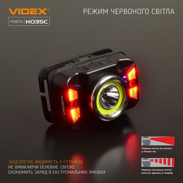 Налобний світлодіодний ліхтарик VIDEX VLF-H035C 410Lm 5000K 000057209 фото