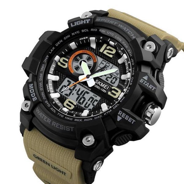 Наручний годинникз комбінованою індикацією Skmei 1283 Black-Khaki Wrisband 000047377 фото