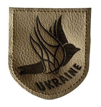 Шеврон щиток Tactic4Profi шкіряний Ukraine птах-тризуб сірий фон (8*7) 000015521 фото