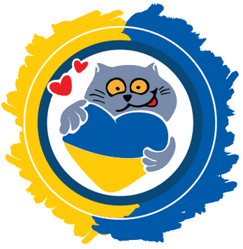 Налiпка на авто самоклеюча &laquo;Патріотичний котик&raquo; прозорий фон роз.16,5х16,5 см 000019736 фото