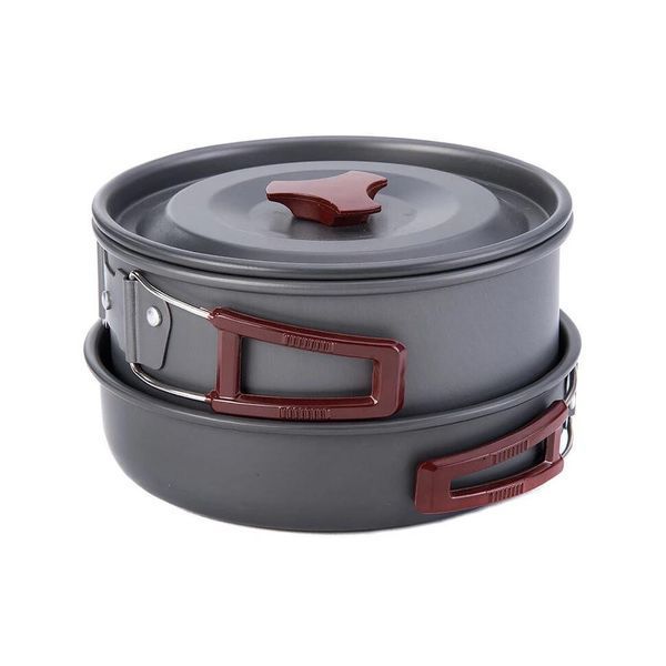 Набор посуды Naturehike 3-4 NH (2 кастрюли+крышки+сковорода) carbon (NH15T203-G) 000050455 фото