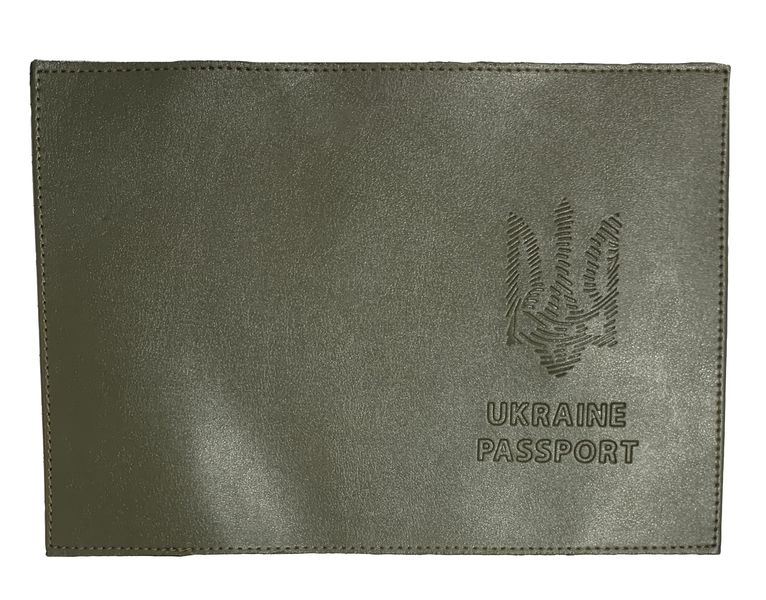 Обкладинка на паспорт екошкіра Ukraine passport Тризуб штрих хакі тиснення 000019852 фото