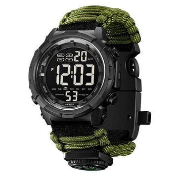 Годинники наручні 1845AG SKMEI PARACORD, ARMY GREEN, Compass, термометр, свисток, кресало 000057055 фото