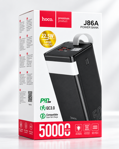 Power Bank Hoco J86A 50000mAh, PD20W+QC3.0 LED черный 000059562 фото