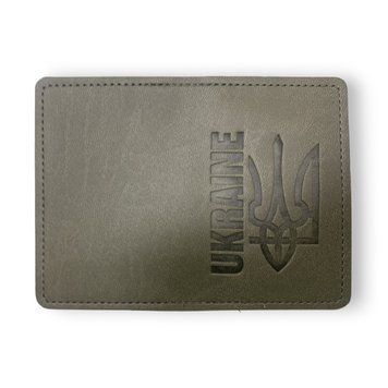 Обкладинка ID - 1 екошкіра Vivella Ukraine Тризуб оліва сіра тиснення 000027685 фото