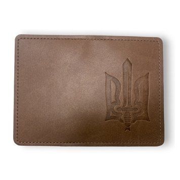 Обкладинка ID - 1 екошкіра Vivella Тризуб меч коричневий тиснення 000027944 фото