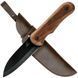 Ніж Bushcraft із вороненим лезом із вуглецевої сталі з горіховою ручкою та шкіряним футляром BSH 5 000049721 фото 1