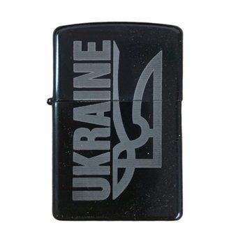 Запальничка бензинова чорна з гравіюванням Ukraine Тризуб 000026329 фото