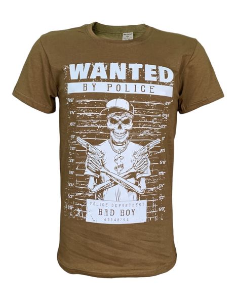 Футболка унісекс з коротким рукавом та принтом Wanted Bad Boy кулір койот. 3XL 000026765 фото