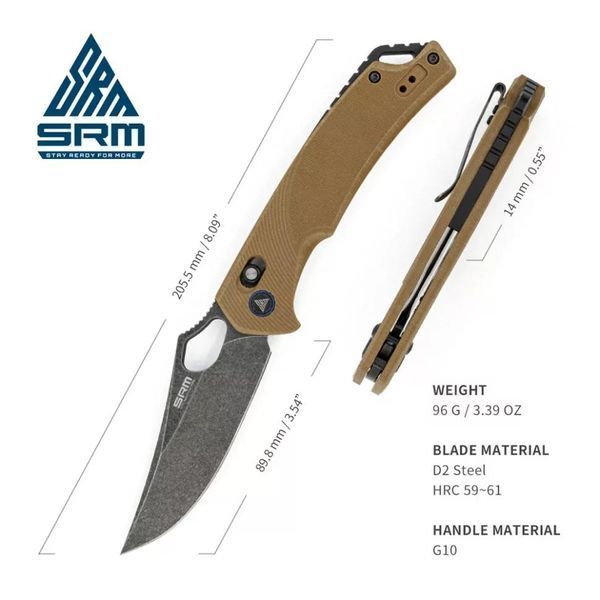 Нож складной SRM Retriever 9202-GW, коричневый 000052945 фото