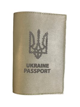 Обложка на паспорт экокожа Ukraine passport Трезубец штрих хаки гравировка 000018686 фото