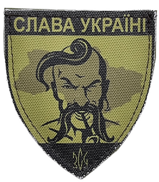 Шеврон щиток Tactic4Profi принт Слава Україні, козак, хакі фон (8*7) 000010115 фото