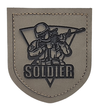Шеврон щиток Tactic4Profi шкіряний Soldier хакі фон (8*7) 000013210 фото